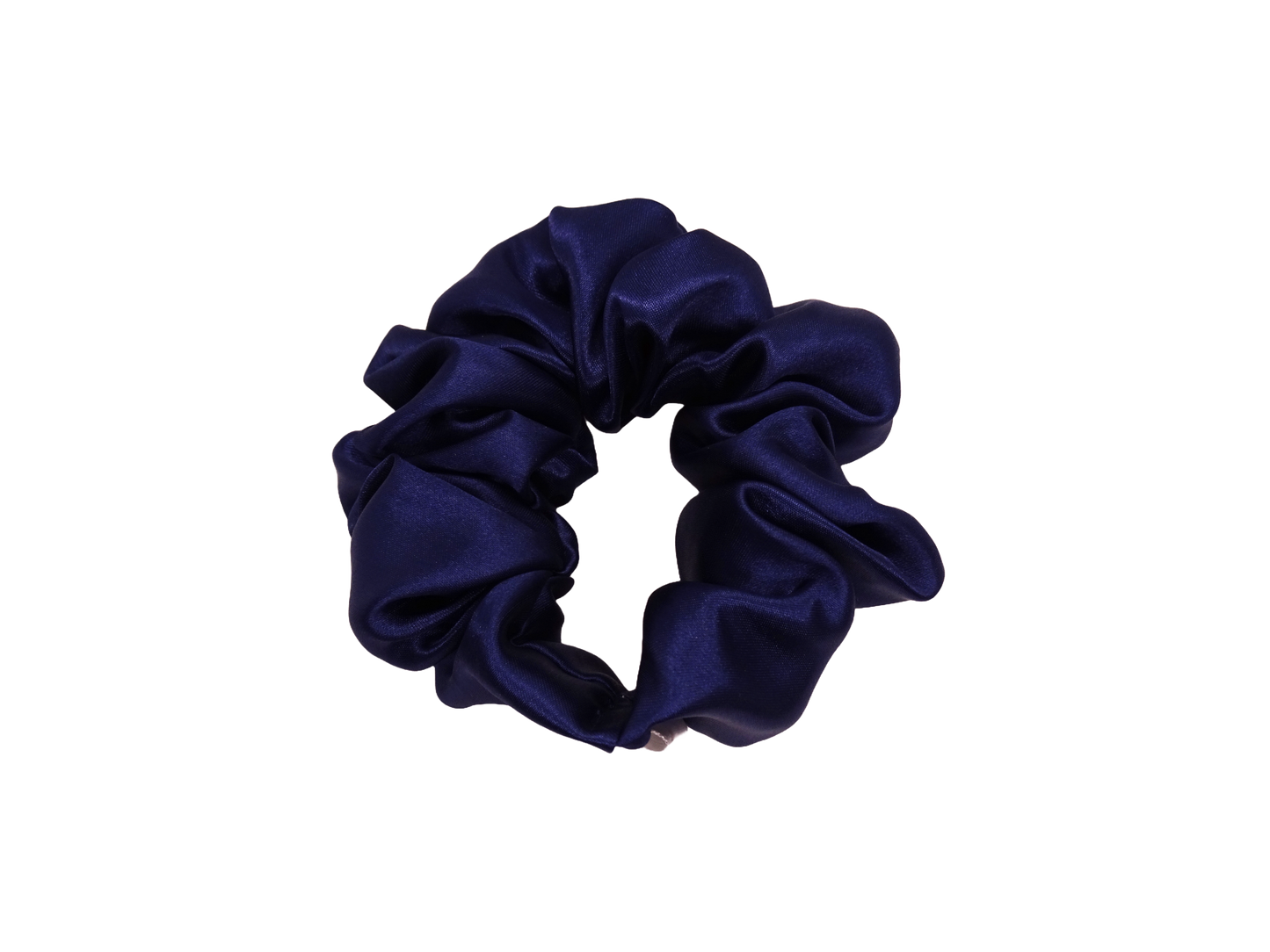 Navy Satin Scrunchie