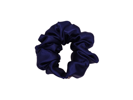 Navy Satin Scrunchie